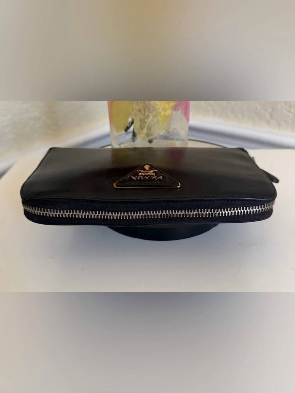 🥂HP🥂 Prada Black Zip Around Leather Wallet - Picture 7 of 14